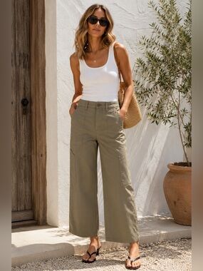 ARITZIA AGOLDE $310 Daria High Waist Crop Wide Leg Utility Pants in Duffle Sz 2